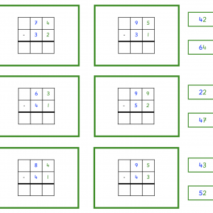 Subtraction without change work cards